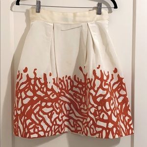 Pink Tartan Coral Pattern Flare Skirt